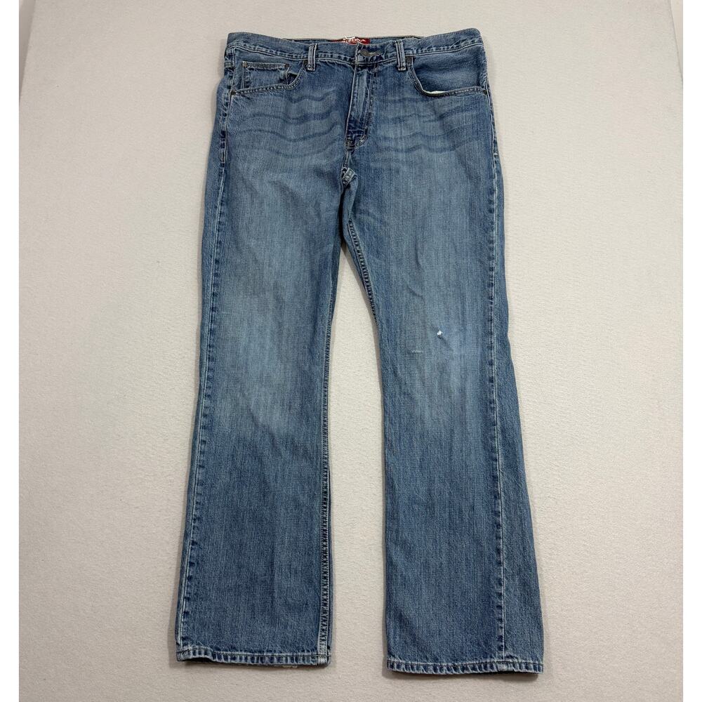 Vintage Arizona Bootcut Jeans Men's 36x32 Blue Distressed Denim Western y2k